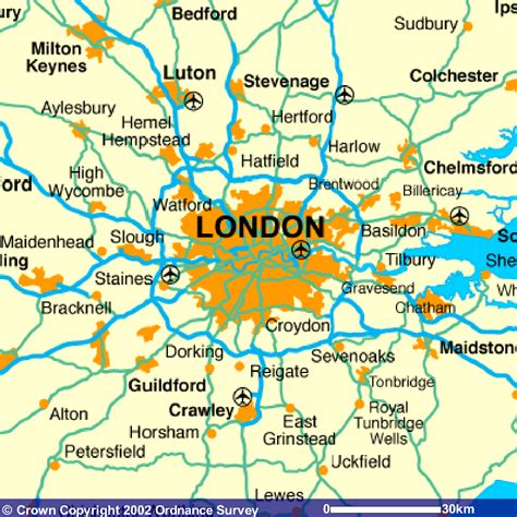 map of london england and surrounding towns